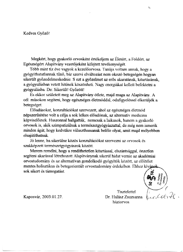 Támogatói nyilatkozat